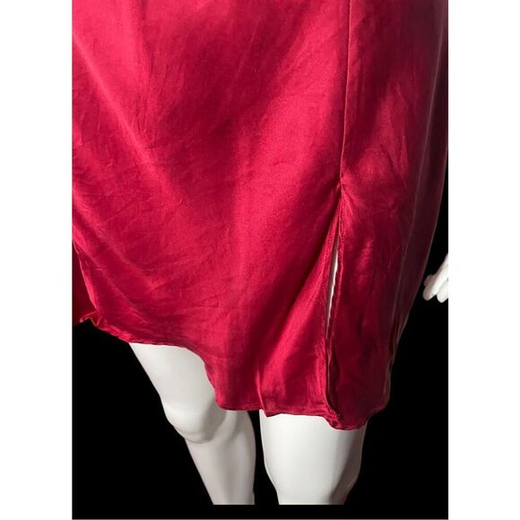Vintage Y2K Victorias Secret Silk Black Lace Heart SZ L Slip Nightgown in Red Si - Picture 16 of 16